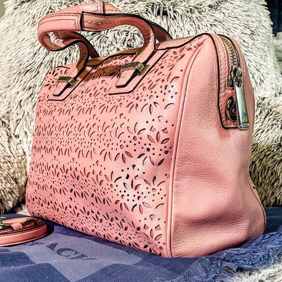 GUC - COACH LASER CUT TAYLOR SATCHEL & FLORAL PERFORATED ACCRD ZIP WALLET - Picture 3 of 16